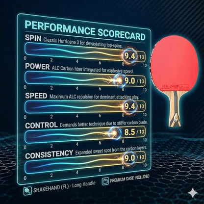 DHS Ping Pong Paddles Professional Level Table Tennis Rackets - ITTF Approved -Pro Ping Pong Paddle for Advanced Control & Speed - Table Tennis Racket for Offensive Players - color: Red