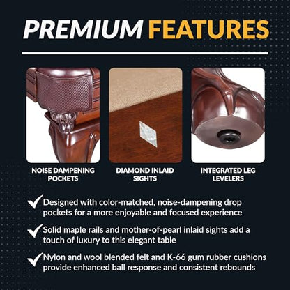 Hathaway Augusta 8 Ft Furniture Pool Table – Includes Cue Sticks, Billiard Balls – Classic Design Perfect for Family, Home, Dining, or Living Room - color: Walnut Finish