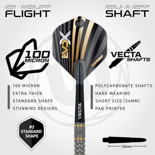 Winmau Michael Van Gerwen MvG EvoX Professional Darts Set - 90% Tungsten Darts with Flights & Shafts - Precision Grip Barrels for Steel Tip & Soft Tip Darts - Available in 18g - 24g Weights - size: 18g - Soft Tip