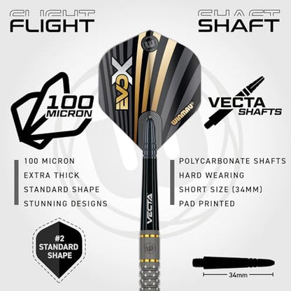 Winmau Michael Van Gerwen MvG EvoX Professional Darts Set - 90% Tungsten Darts with Flights & Shafts - Precision Grip Barrels for Steel Tip & Soft Tip Darts - Available in 18g - 24g Weights - size: 18g - Soft Tip