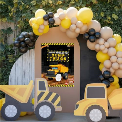 Faccito Construction Party Game Construction Birthday Party Supplies Pin The Wheel on The Dump Truck Game Construct Theme Poster with 24 Pcs Stickers for Decoration Supplies - style: Construction