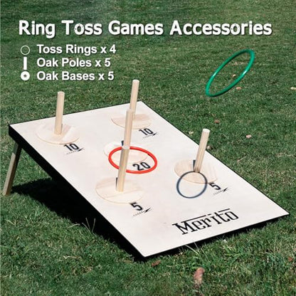 Merito 2-in-1 Outdoor Games, Cornhole Board Set & Ring Toss Game, Perfect Reinvented Bean Bag Toss Games for Backyard, Beach, Camping and Party
