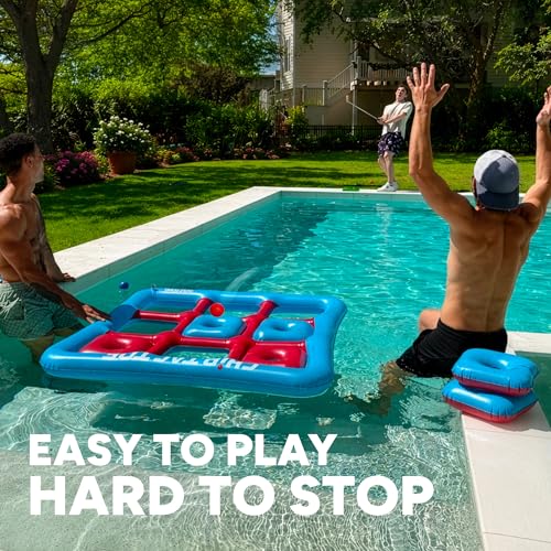 Golf Pong Chip Tac Toe Floating Pool Game - 4FT Inflatable Tic Tac Toe Pool Toy for Adults & Teens, Outdoor Games, Pool Party Games, Backyard Games & Yard Games (No Club Included)