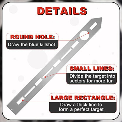 Axe Throwing Target Template Stencil, 3 Pieces Standard Markers and Sharpening Stone Multi Purpose Whetstone Blade Sharpener for Drawing Axe Throwing Target Template(Silver)