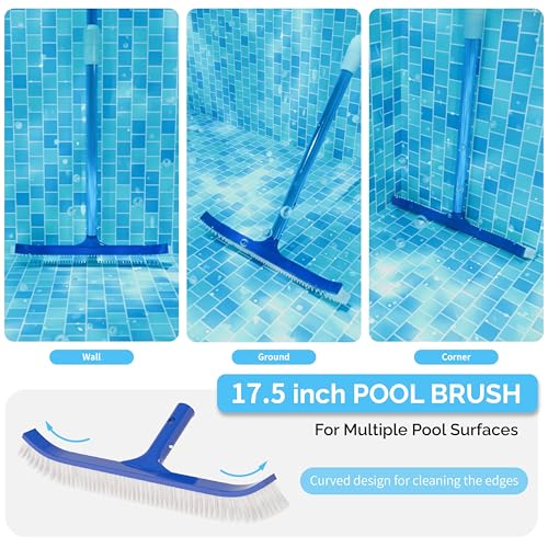 VINGLI 3-in-1 Pool Cleaning Kit, Pools Maintenance Equipment with Pool Net, Pool Brush and 5 FT Telescopic Pole, Pool Maintenance Tools for Inground & Above Ground Swimming Pools - size: Style 4 : 3 in 1