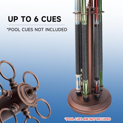 GSE Games & Sports Expert Stand-Style Metal Billiard Pool Cue Rack, Holds 6 Pool Cue Sticks (Several Colors Available) - color: Oil Rubbed Bronze