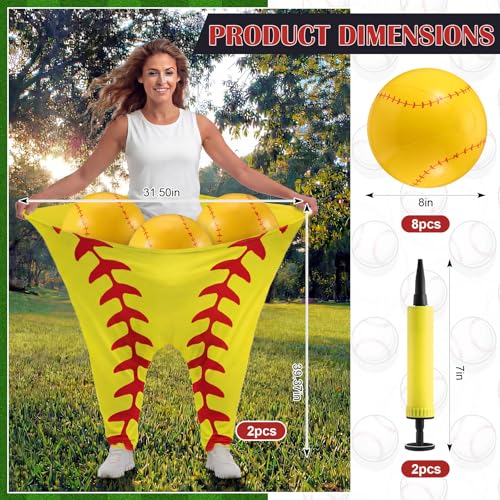 Shappy Granny Pants Yard Game, 2 Pcs 31.5 x 39.5 Inches Big Softball Granny Pants with 8 8 Inch Bouncy Balls 2 Pump Giant Softball Outdoor Game for Family Reunion Team Building Picnic Field Day - style: Softball