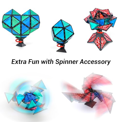 TOSY Magnet Pyramid Stone - 1 Cube Transforms into 1 Billion Shapes (Bunny, Egg Basket, Flowers, Heart), Easter Birthday Gift, 12 pcs, 243 Magnets, Holographic Design, Puzzle/STEM Toy - color: Stone