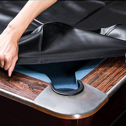 Pool Table Cover, Heavy Duty Leatherette Billiard Table Cover | Waterproof & Tearproof Cover for Pool Table, Black, 8FT-100"LX 56"WX 8"H - color: Black, size: 8FT (100" x 56" x 8")
