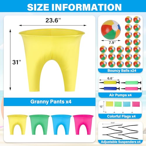 yofit 24Pcs Granny Pants Yard Game Funny Field Day Outdoor Games for Adults Kids and Family Gaint Pant Set for Brithday Party Tossing Games Activities for Groups