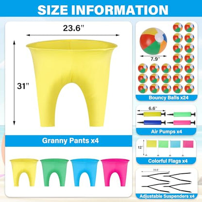 yofit 24Pcs Granny Pants Yard Game Funny Field Day Outdoor Games for Adults Kids and Family Gaint Pant Set for Brithday Party Tossing Games Activities for Groups