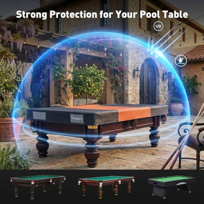 Oreenym Pool Table Cover 7FT, Billiard Tables Cover with Storage Pocket | Heavy Duty 600D Oxford, Waterproof & UV Resistant, Tear & Scratch Resistant, Easy to Clean - size: 7ft - 92"L x 52"W x 8''H