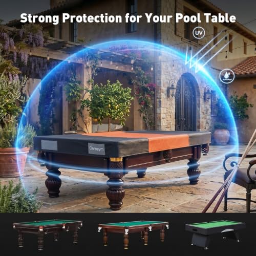 Oreenym Pool Table Cover 8FT, Billiard Tables Cover with Storage Pocket | Heavy Duty 600D Oxford, Waterproof & UV Resistant, Tear & Scratch Resistant, Easy to Clean - size: 8ft - 100"L x 56"W x 8''H
