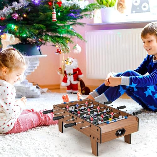 GYMAX Tabletop Foosball Game, 27” Mini Foosball Table with 2 Balls & Score Keeper, Easy Assembly Compact Indoor Table Soccer Game for Kids Adults Family