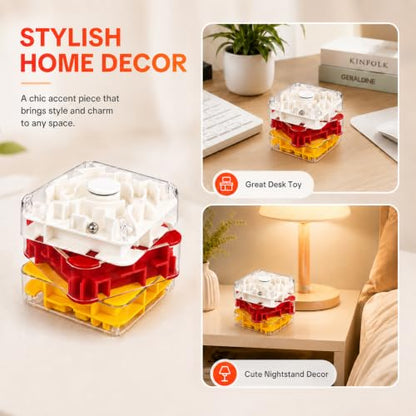 3D Maze Cube Rotating Puzzle Toy for Kids & Adults Spatial Logic Game | 3-Layer Rotating Maze, Non-Toxic Plastic, Pocket-Sized Travel Toy, Hand-Eye Coordination, Stress Relief Desk Gadget