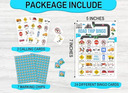 Road Trip Bingo Game Cards, Car Bingo Games, Bingo Game Set for 24 Players, Games for Adults Activities, Birthday Party Favors Supplies, Holiday Gathering Bingo Card -22