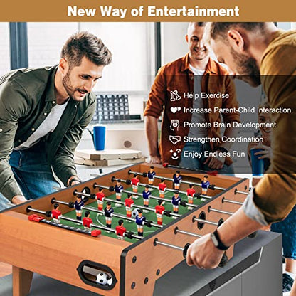 Giantex 27" Foosball Table, Easily Assemble Wooden Soccer Game Table Top w/Footballs, Indoor Table Soccer Set for Arcades, Game Room, Bars, Parties, Family Night
