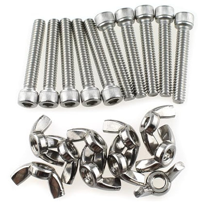 10 Sets Stainless Steel Pottery Bat Pins 10 Each of British Butterfly Nuts 1/4-20Inch and Hexagon Socket Screws 1/4-20x1-1/2inch for Standard Pottery Wheel Head Replacement Rod Pins