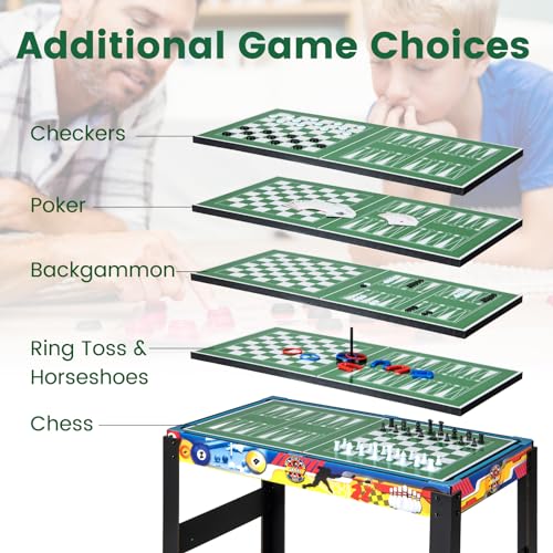 Goplus 12-in-1 Multi Game Table, Combo Game Table w/Foosball, Billiard, Table Tennis, Air Hockey, Bowling, Shuffleboard, Checkers, Chess, Backgammon, Adults Combination Game Set for Home Arcade