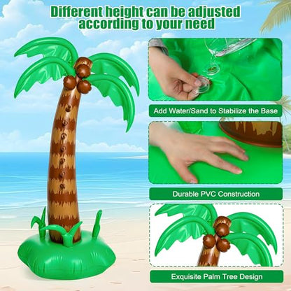 75 Inch Hawaiian Inflatable Limbo Party Game Set Palm Tree Limbo Outdoor Toys Tropical Theme Fun Pole for Summer Outdoor Beach Pool Birthday Party Activities