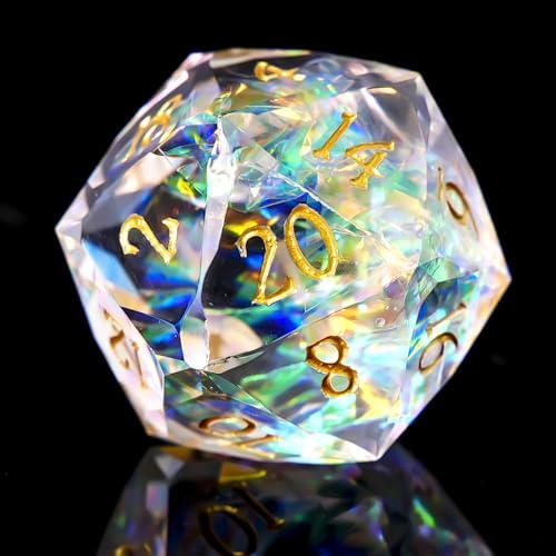 Multifaceted Resin DND Dice Set 7 PCS – Transparent Polyhedral Role Playing Dice for Dungeons & Dragons, Pathfinder, RPG and Tabletop Games - color: Multifaceted -White