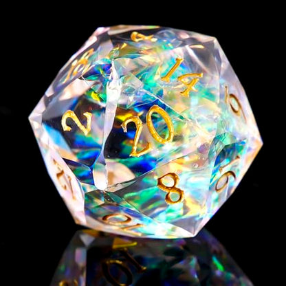 Multifaceted Resin DND Dice Set 7 PCS – Transparent Polyhedral Role Playing Dice for Dungeons & Dragons, Pathfinder, RPG and Tabletop Games - color: Multifaceted -White
