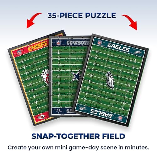 Party Animal TeenyMates NFL Football Action Figures Gift Set | Includes football field puzzle,11 officially licensed 1" player figures & coach; Football toy for kids & fans