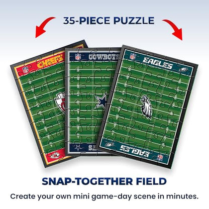 Party Animal TeenyMates NFL Football Action Figures Gift Set | Includes football field puzzle,11 officially licensed 1" player figures & coach; Football toy for kids & fans