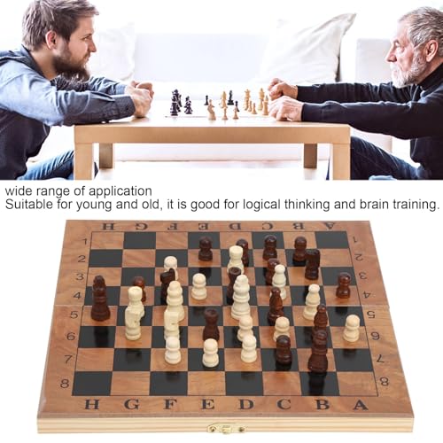3 in 1 Checkerboard with Chessman, Folding Wooden Chess Checkers Board Set Portable Travel Chess Set for Outdoor Travel Camping