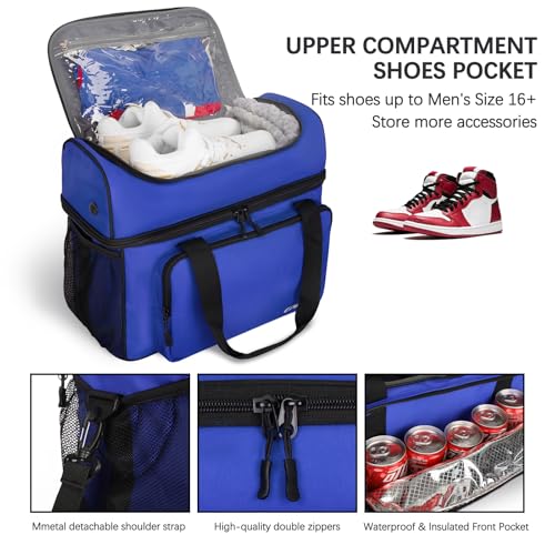 Goloni 2 Balls Bowling Bag with Ball Holder - Fits Bowling Shoes Up to Mens Size 16 and Accessories - color: Blue