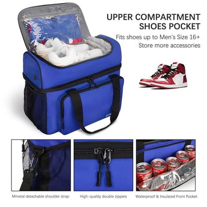 Goloni 2 Balls Bowling Bag with Ball Holder - Fits Bowling Shoes Up to Mens Size 16 and Accessories - color: Blue
