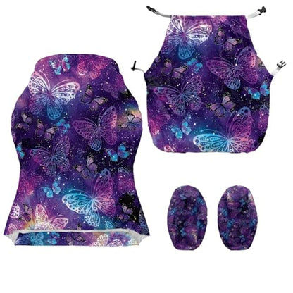 Suobstales Galaxy Butterfly Pattern Gaming Chair Cover with Armrest Covers, Stretch Computer Desk Chair Covers Gamer Chair Slipcovers for Reclining Racing Gaming Chair - color: Galaxy Butterfly