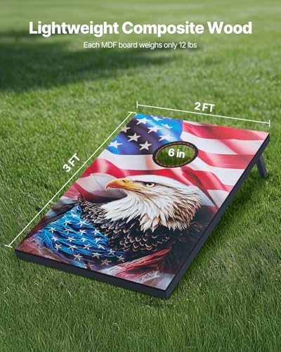 VEVOR Cornhole Set 4x2 ft Corn Hole Game Boards Wood Portable Toss Board - size: 3x2 ft America
