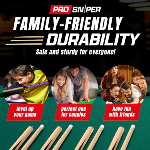 Prosniper Premium Pool Sticks Set of 4 | 58-Inch, 19-Oz Canadian Ashwood Pool Cue with Low-Deflection Shaft & 4 Extra Chalks | Pro-Grade Billiard Cue for Home & Bar Play - color: Black