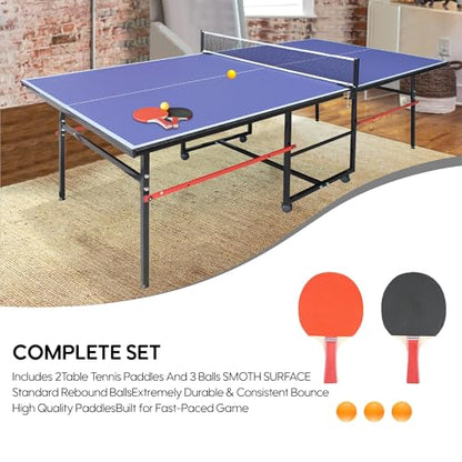 8X4FT Foldable Ping Pong Table,Professional Table Tennis Table for Indoor/Outdoor with Net, 2 Table Tennis Paddles and 3 Balls Easy Assembly - Tournament Quality - Recreational to Tournament Level