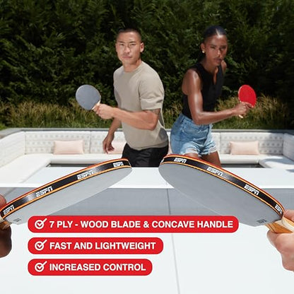 ESPN Ping Pong Set, Table Tennis Ideal for Family Games and Game Night - color: 4 Paddles + Balls