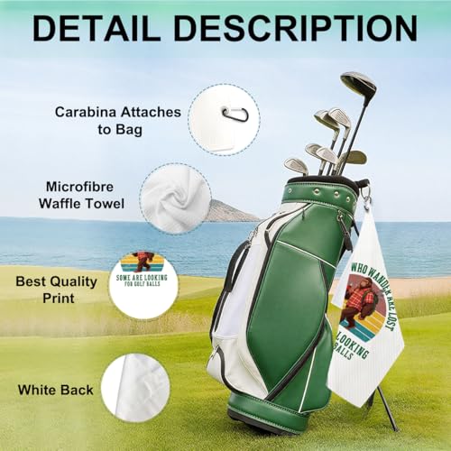 Not All Who Wander are Lost Polyester Golf Towel with Clip, Funny Golf Accessories for Men Women, Golf-Gifts for Husband GolfFan Dad Grandpa, Golfs Lover Retirement Birthday Gifts, 16x24 Inch - color: Bigfoot Golf Quote