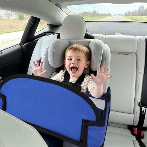Kids Travel Tray for Airplane - Toddler Car Seat Table Tray, Road Trip Essentials for Boys & Girls, Carseat Lap Desk for Kids Road Trip Activities(Navy Blue) - color: Navy Blue