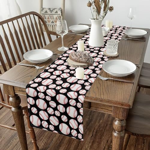 Baseball Table Runner 13X120,Boys Sport Baseball Table Runners,Ball Games Rectangular Runner Kitchen Dining Room Table Center Decor,Waterproof - size: 120"x13"