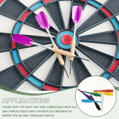 Plastic Dart Tip 2BA Thread Soft Tip Dart Accessories 30 Pack & Black/White/Blue