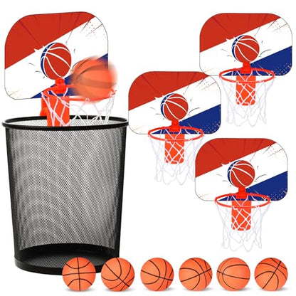 Honoson 3 Sets Indoor Trash Can Basketball Game Set Includes 3 Mini Clip on Basketball Hoop with Backboard 6 Inflatable Ball Pump Office Decompression Toy Birthday Gift Back to School (Fashion) - color: Fashion