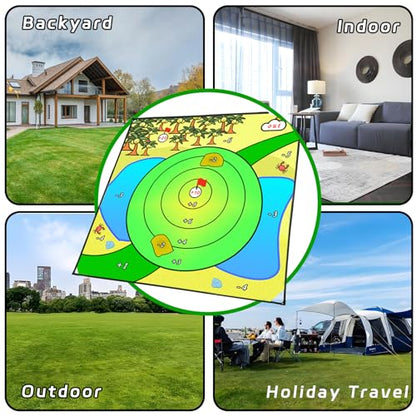 Battle Golf Chipping Game, 80”x80” Large Chipping Mat,Play Outdoor Sticky Golf for Adults,Unique Multiplayer Indoor Outdoor Chipping Game,Friends Family Yard Target Game
