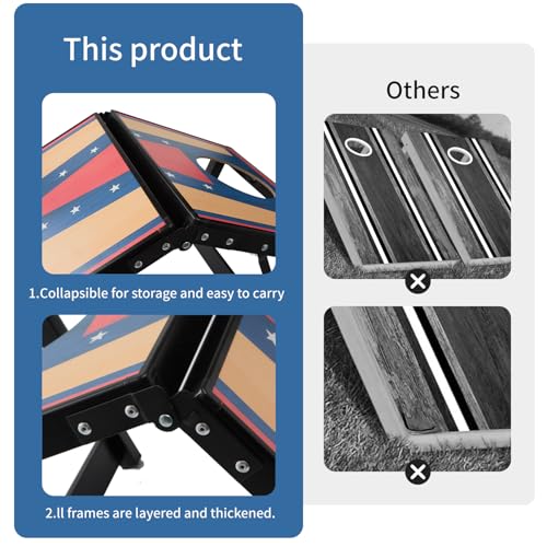 Portable Cornhole Board Set,24 x 16 in Corn Hole Games, Adjustable Angle & Dual Modes (Child/Adult) for Free Switch,Extra-Thick Material, Cornhole Game Boards with 8 Bean Bags with Storage Bag
