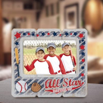 Neil Enterprises 6" x 4" Whitewash Finish Wood Baseball Picture Frame