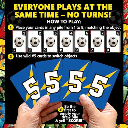 Quokka Soccer Fast-Paced Card Game for Kids & Adults – 128 Cards & Easy Rules – Quick & Fun Matching Game – 2-4 Players – Ages 8+ – Perfect for Family Games Night, Travel and Parties - color: Soccer
