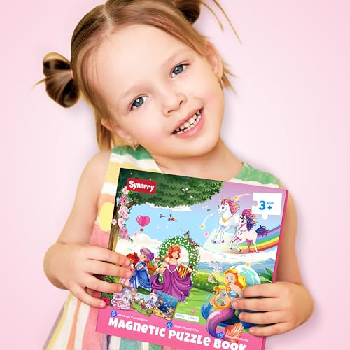 SYNARRY Unicorn Mermaid Princess Magnetic Puzzles for Toddlers 3-5 Girls, 20 Pieces Travel Puzzles for Kids Ages 4-6, Car Airplane Road Trip Activities Toys for 3 4 5 6 Year Old Girls Birthday Gifts - style: Princess Mermaid Unicorn