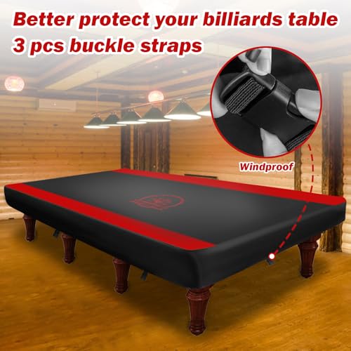 COVERVIN Billiard Pool Table Cover,Heavy Duty 210D Oxford Cloth Material All Weather Waterproof Dustproof UV Protection(9ft/Red) - color: Red, size: 9FT