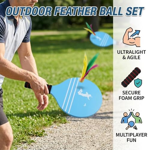 22PCS Beach Paddle Ball Set for Kids & Adults, Outdoor Toss and Catch Game with Balls & Shuttlecocks, Portable Beach Toys for Backyard, Camping, Pool, Family Party Games