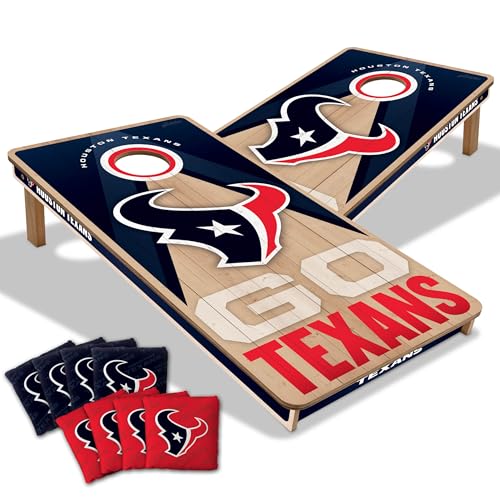 YouTheFan NFL 2' x 4' Slogan Series Professional Wood Cornhole Game with Logo Bags - color: Houston Texans