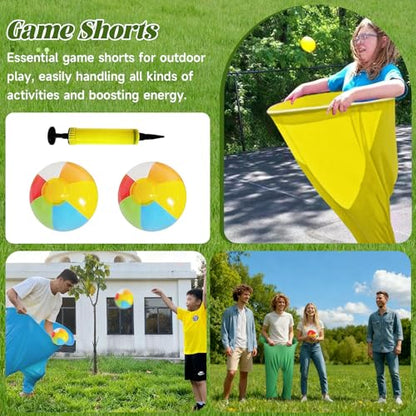 Granny Pants Yard Game, Granny Pants Outdoor Party Game Granny Pants Outdoor Game with Bouncy Balls and Pump Fun Family Reunion & Adult Yard Games for Groups - color: 4 Green+red+Blue+Yellow